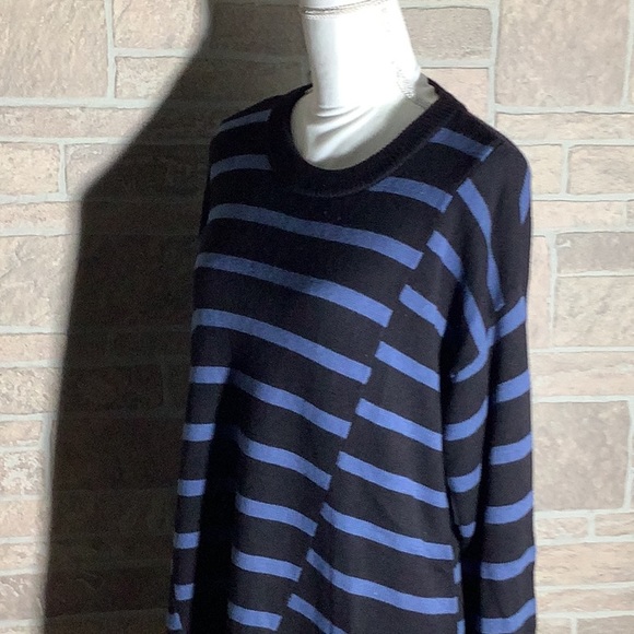 Simply Vera VERAWANG NEW - Sz L - striped  tunic sweater assymetric front - Picture 3 of 6